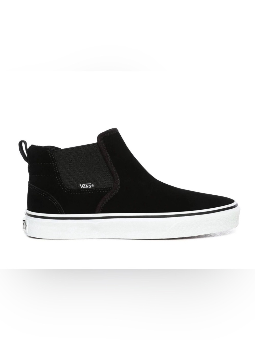 Vans Asher Mid suede Black mid height slip-ons excellent condition W 8.5